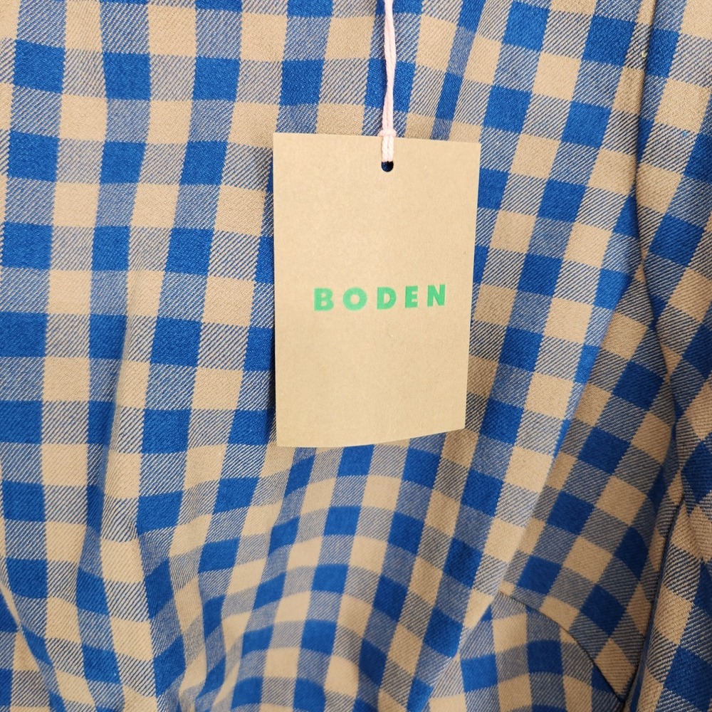 Boden Size 10L Blue Gingham Camel Lou Check Shift Dress NWT - Picture 4 of 9